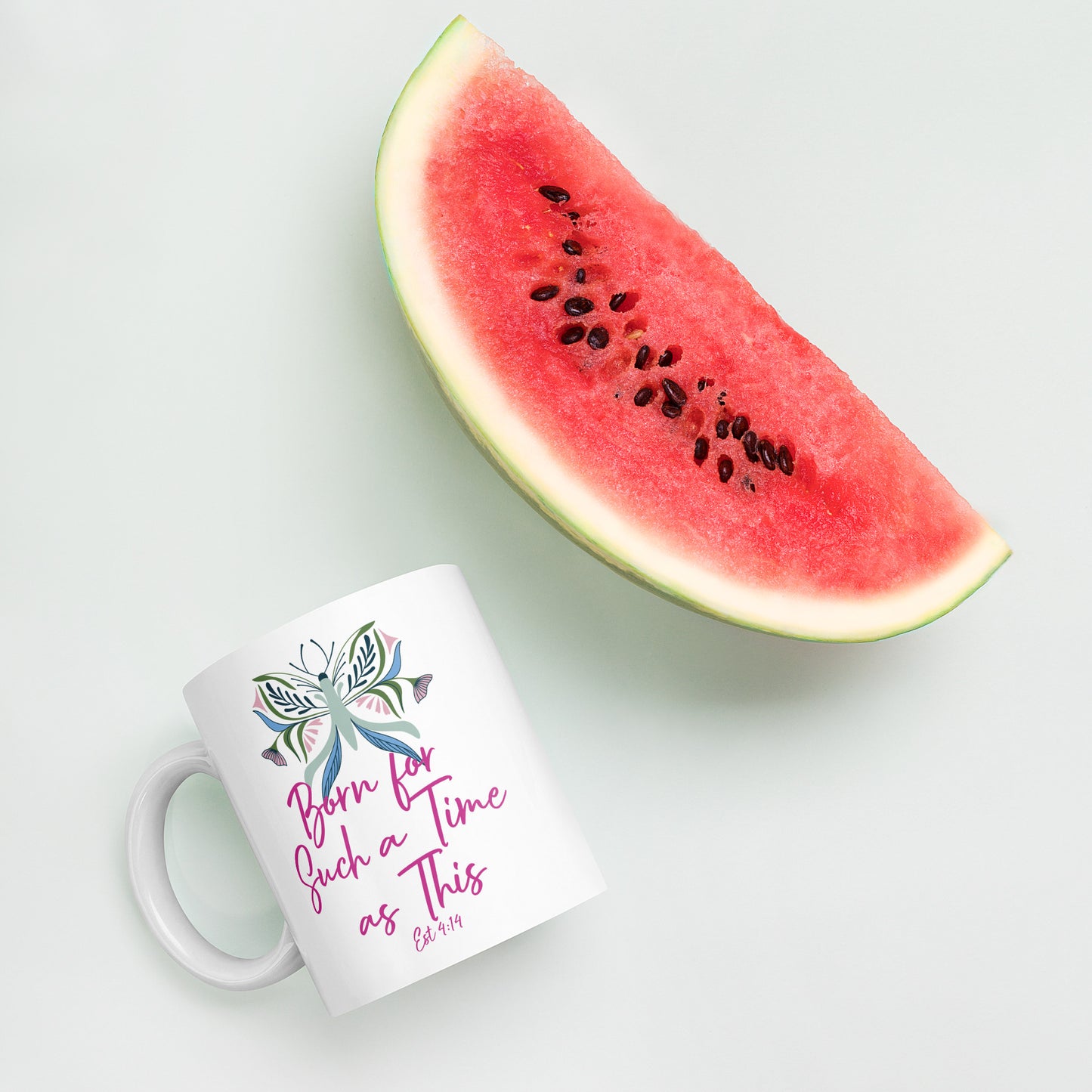 For Such a Time Butterfly White glossy mug