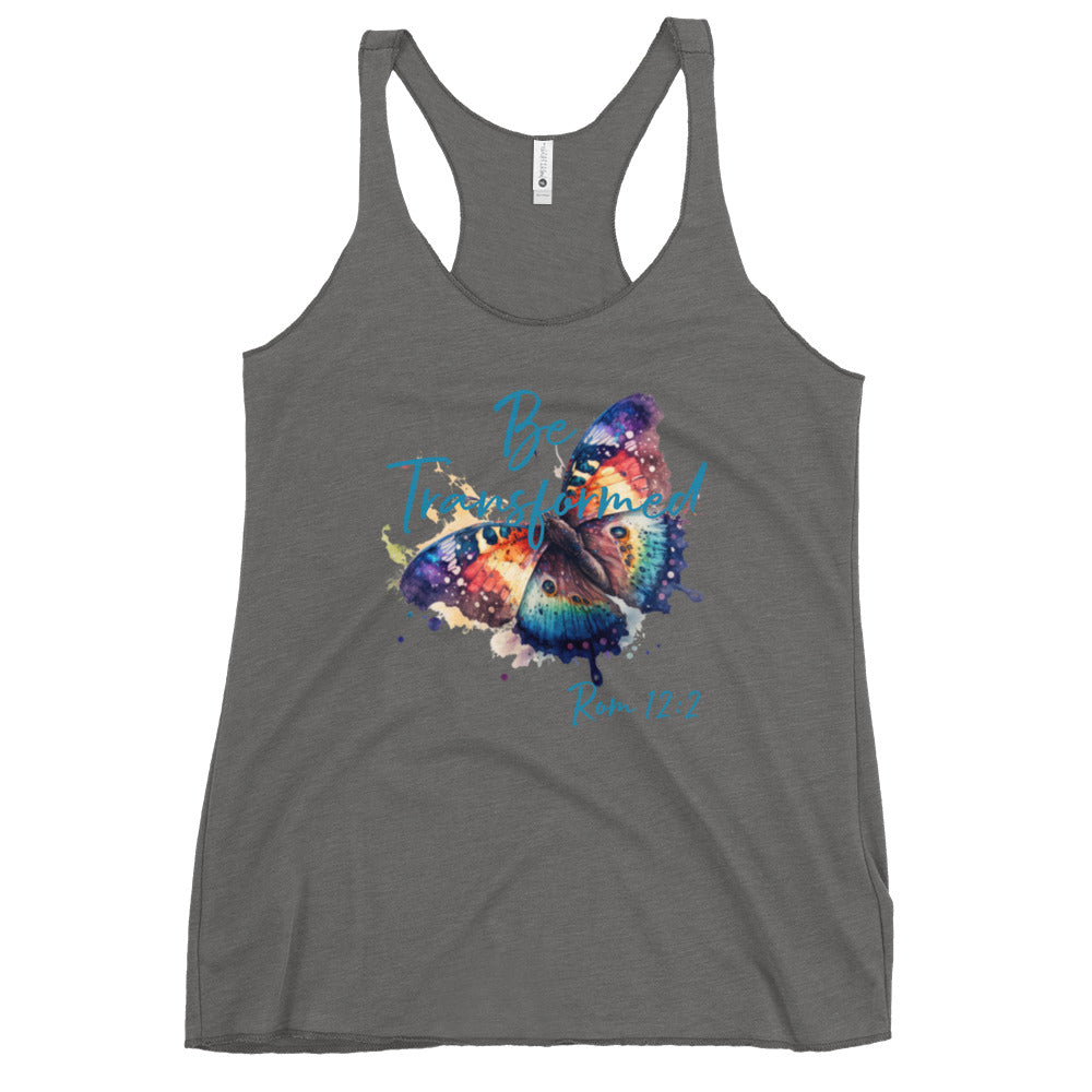 Be Transformed Butterfly Rom 12:2 Women's Racerback Tank