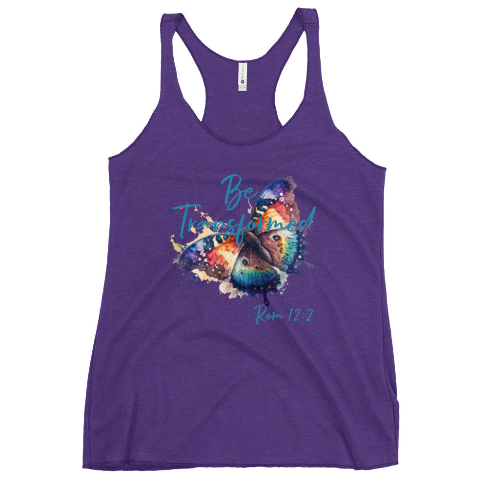 Be Transformed Butterfly Rom 12:2 Women's Racerback Tank