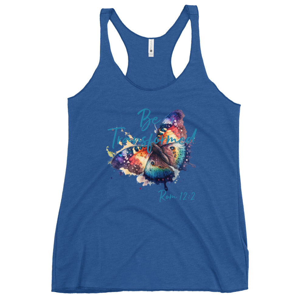 Be Transformed Butterfly Rom 12:2 Women's Racerback Tank