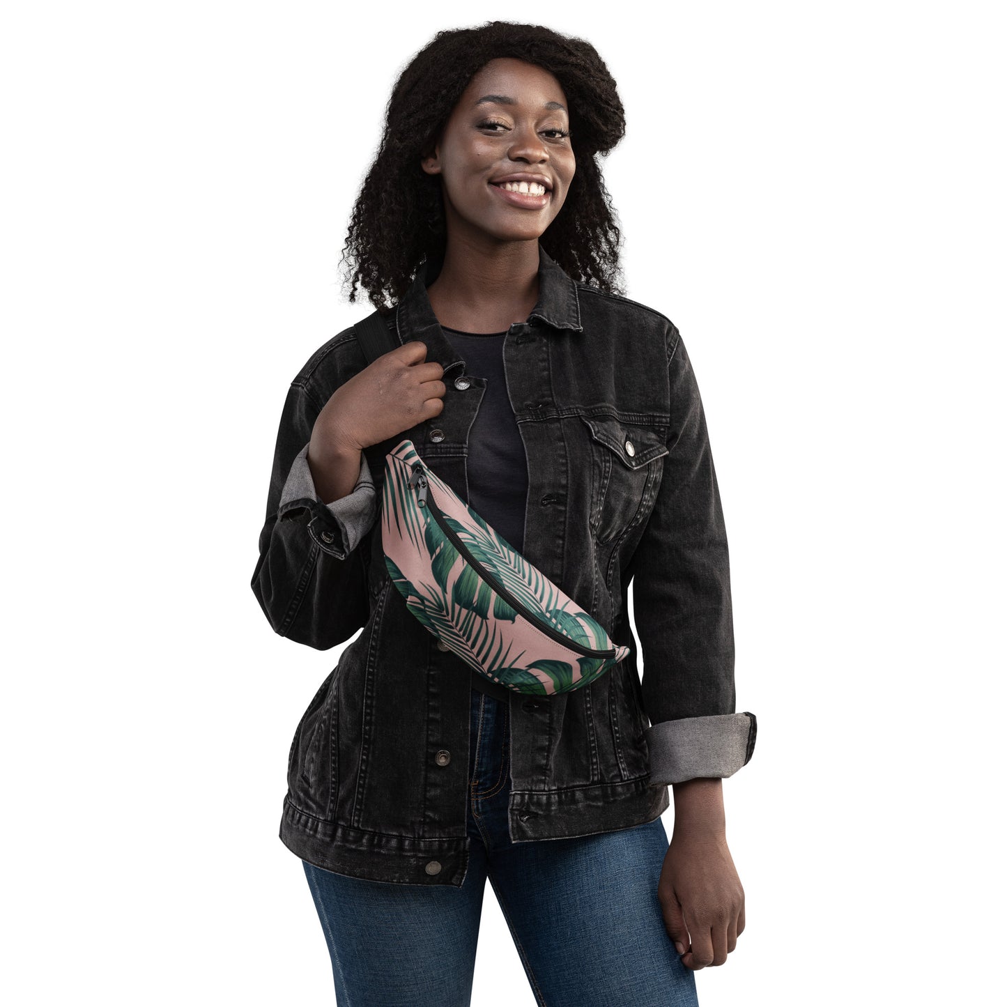 Pink/ Green Palm Leaves CrossBody/ Fanny Pack