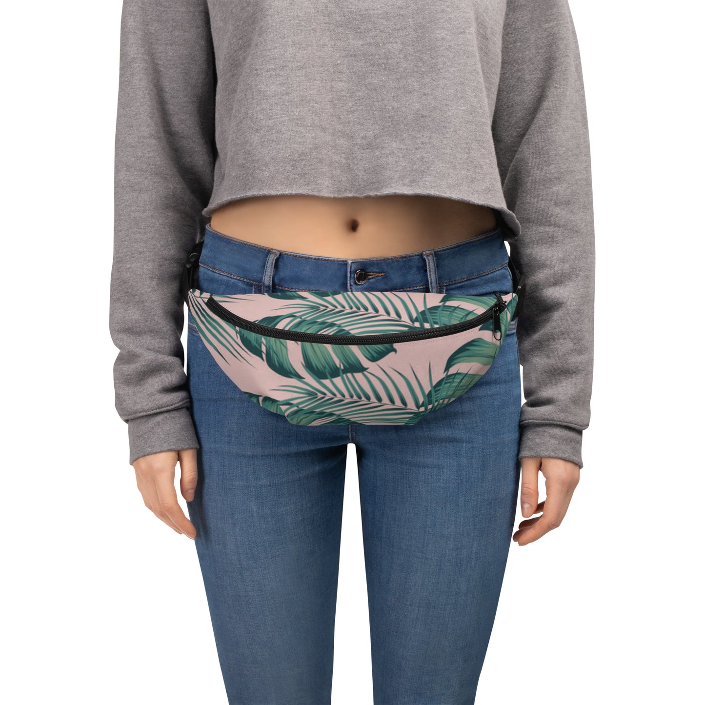 Pink/ Green Palm Leaves CrossBody/ Fanny Pack