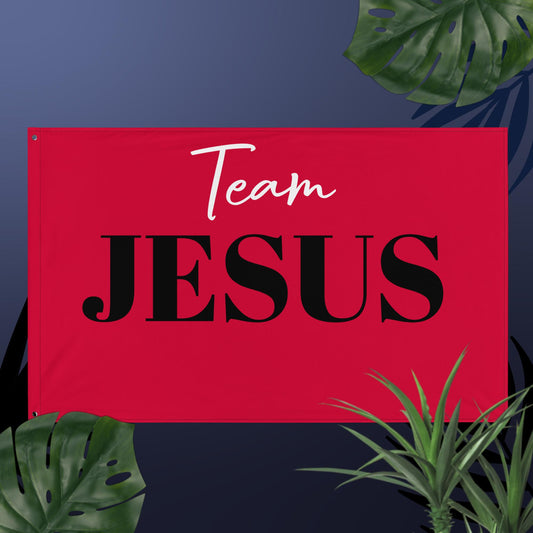 Team JESUS Red Flag w/ White & Black Print