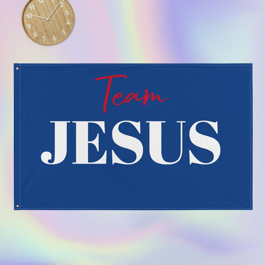Team JESUS Blue Flag w/ Red & White Print