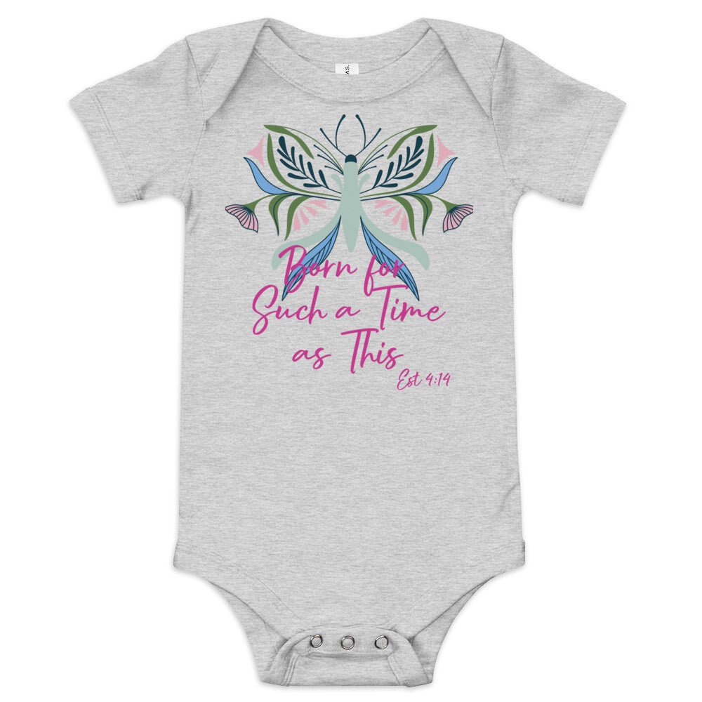Born for Such a Time Est 4:14 Baby short sleeve onesie