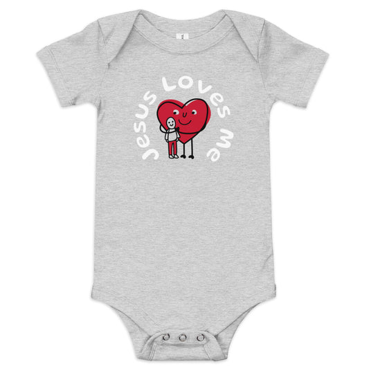 Jesus Loves Me Baby Onesie-Wht Print