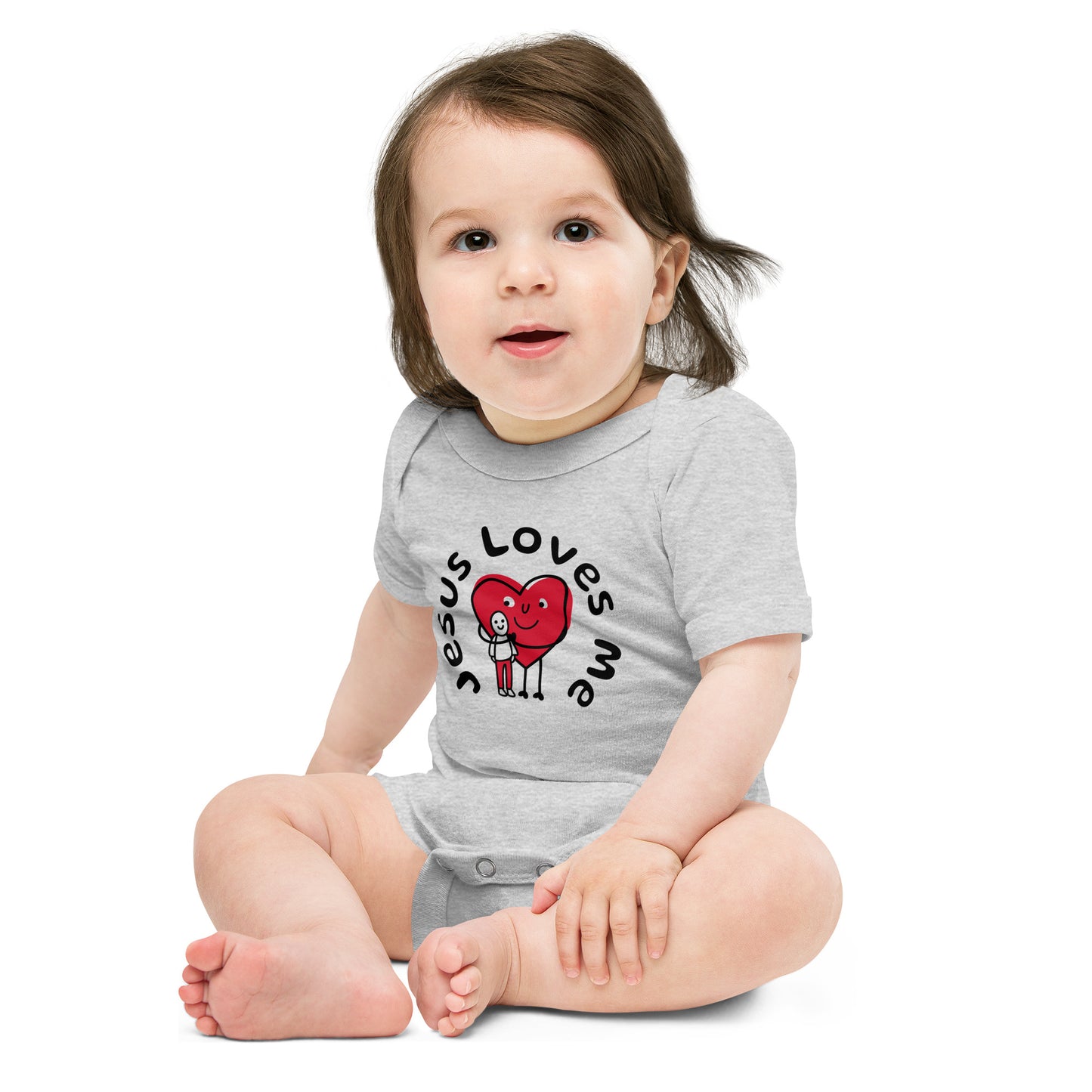 Jesus Loves Me Baby Onesie-Blk Print