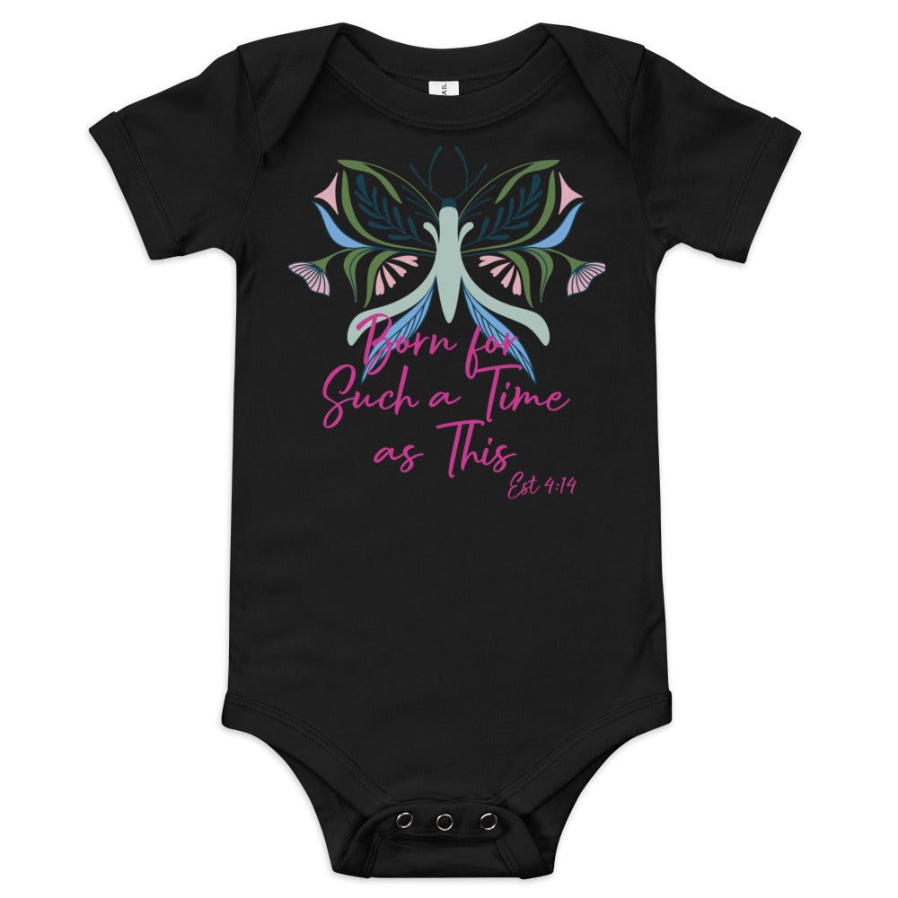 Born for Such a Time Est 4:14 Baby short sleeve onesie