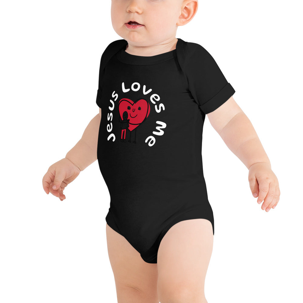 Jesus Loves Me Baby Onesie-Wht Print