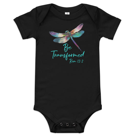 Be Transformed Dragonfly Rom 12:2 Baby Onesie