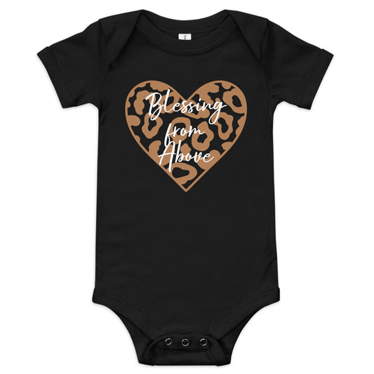 Blessing from Above Leopard Heart Baby Onesie