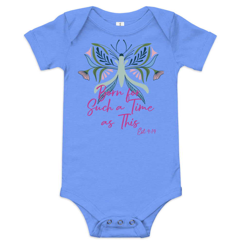 Born for Such a Time Est 4:14 Baby short sleeve onesie