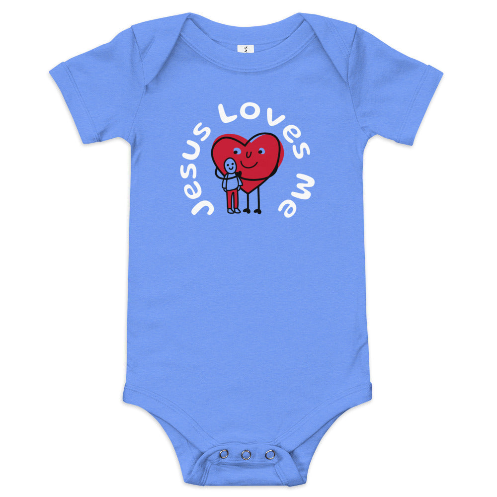 Jesus Loves Me Baby Onesie-Wht Print