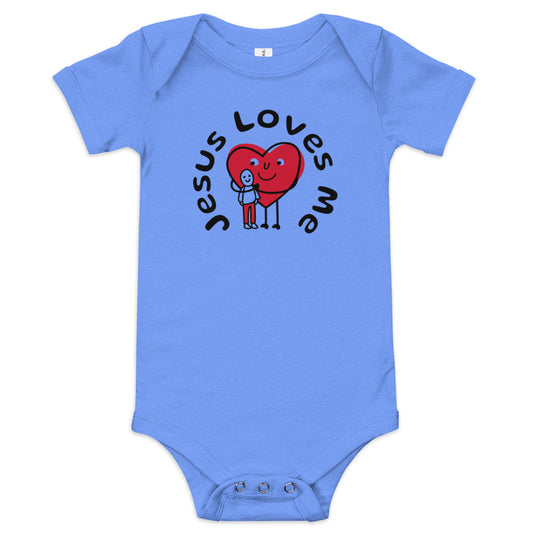 Jesus Loves Me Baby Onesie-Blk Print