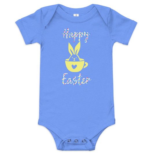 Happy Easter Polka Dot/Yellow Bunny Baby Onesie