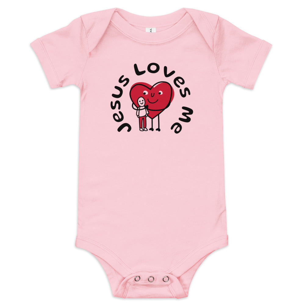 Jesus Loves Me Baby Onesie-Blk Print