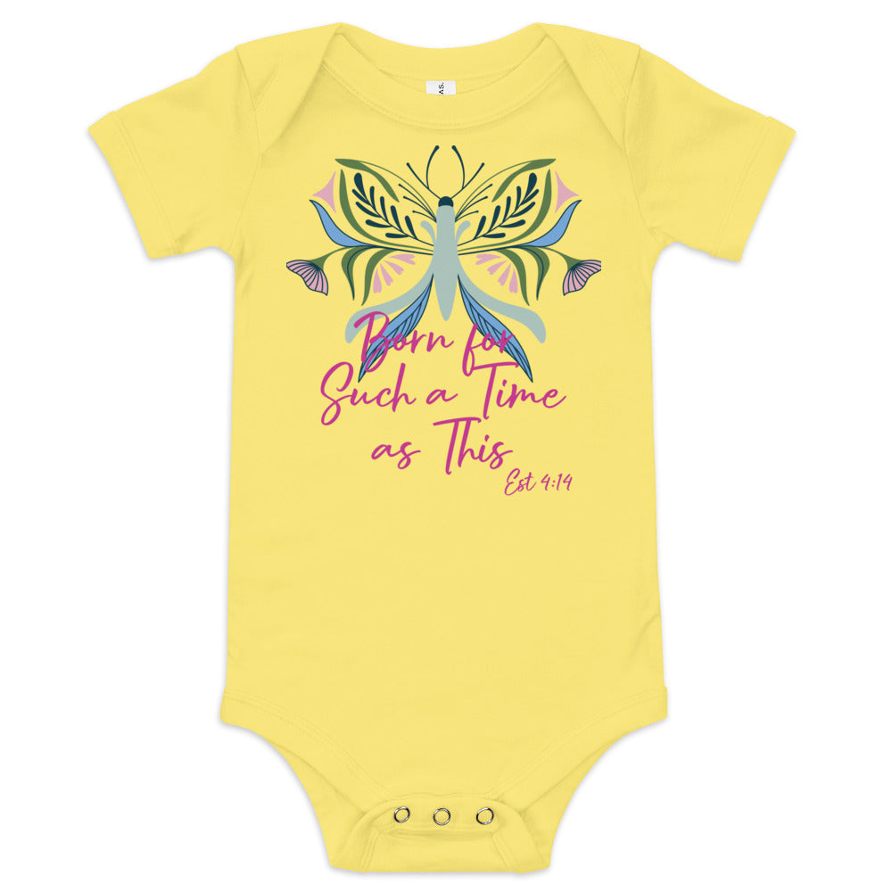 Born for Such a Time Est 4:14 Baby short sleeve onesie