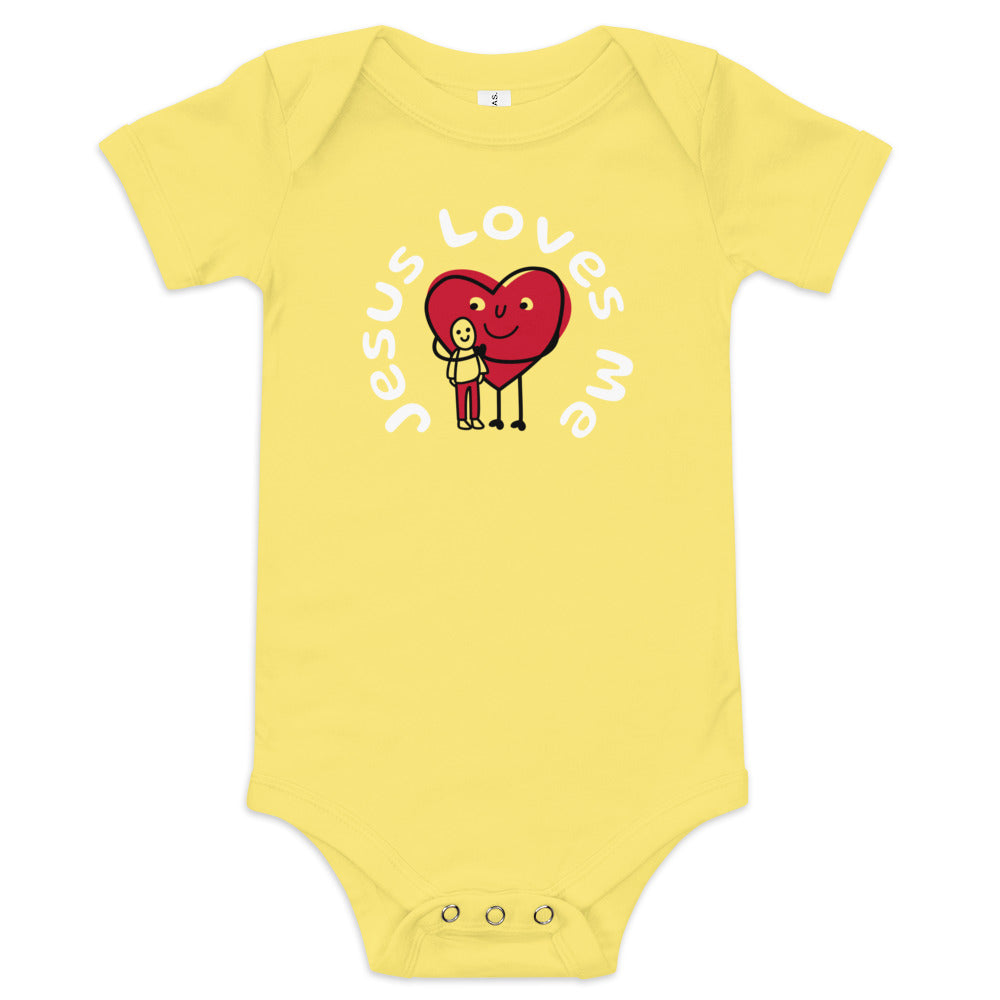 Jesus Loves Me Baby Onesie-Wht Print