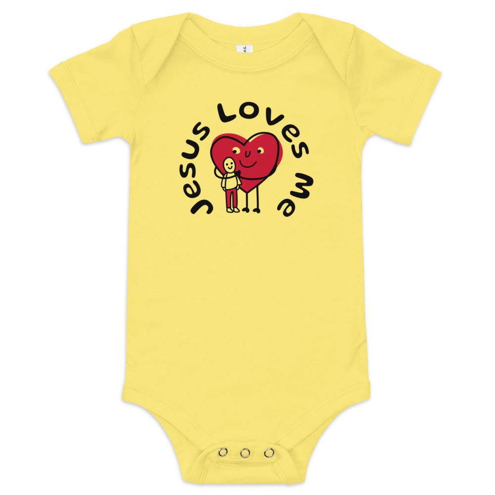 Jesus Loves Me Baby Onesie-Blk Print
