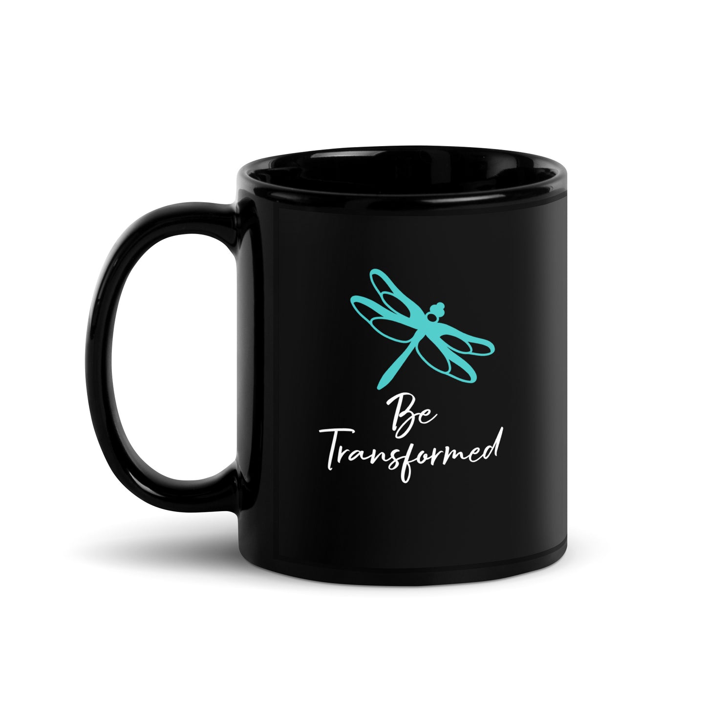 Be Transformed Dragonfly Black Glossy Mug