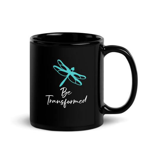 Be Transformed Dragonfly Black Glossy Mug