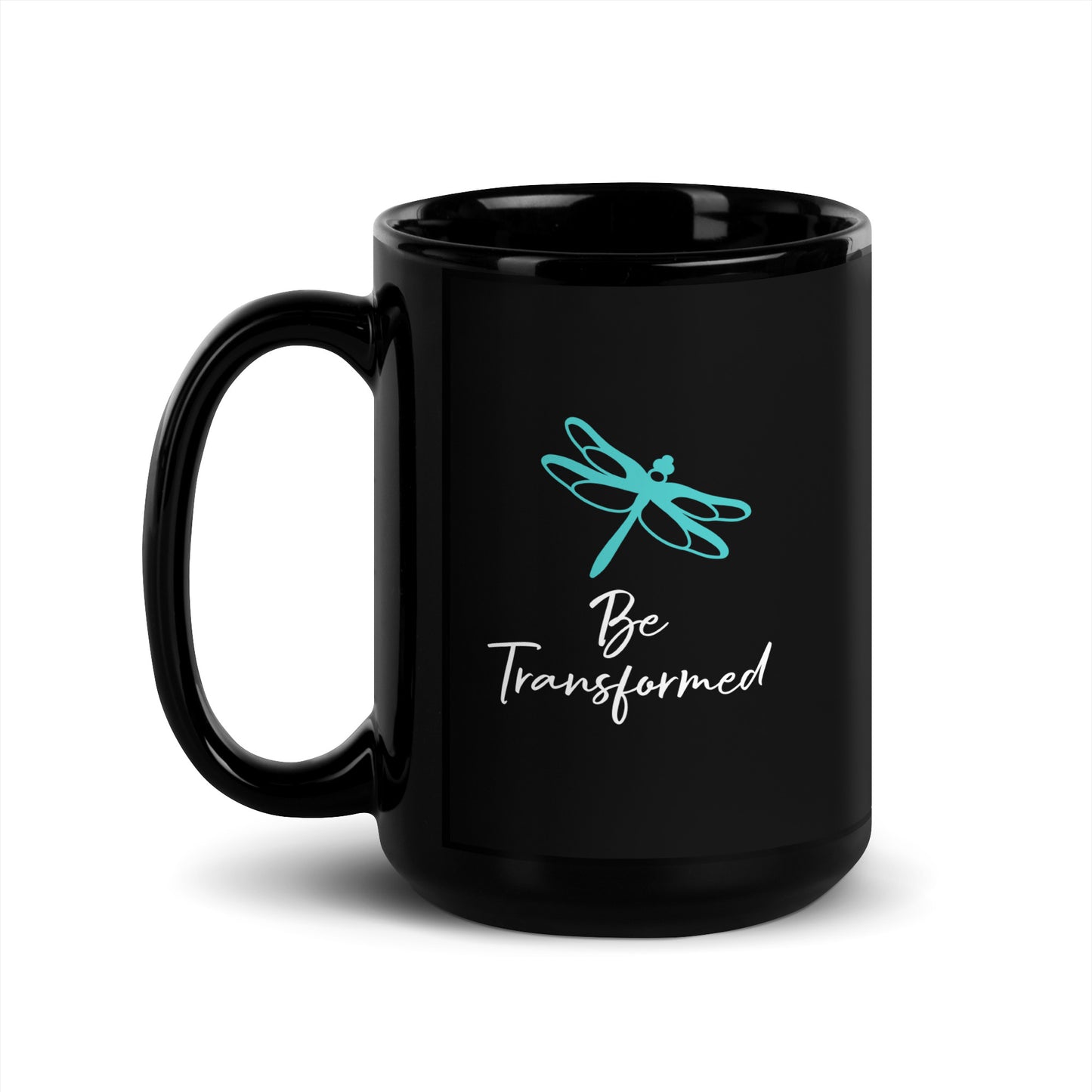 Be Transformed Dragonfly Black Glossy Mug