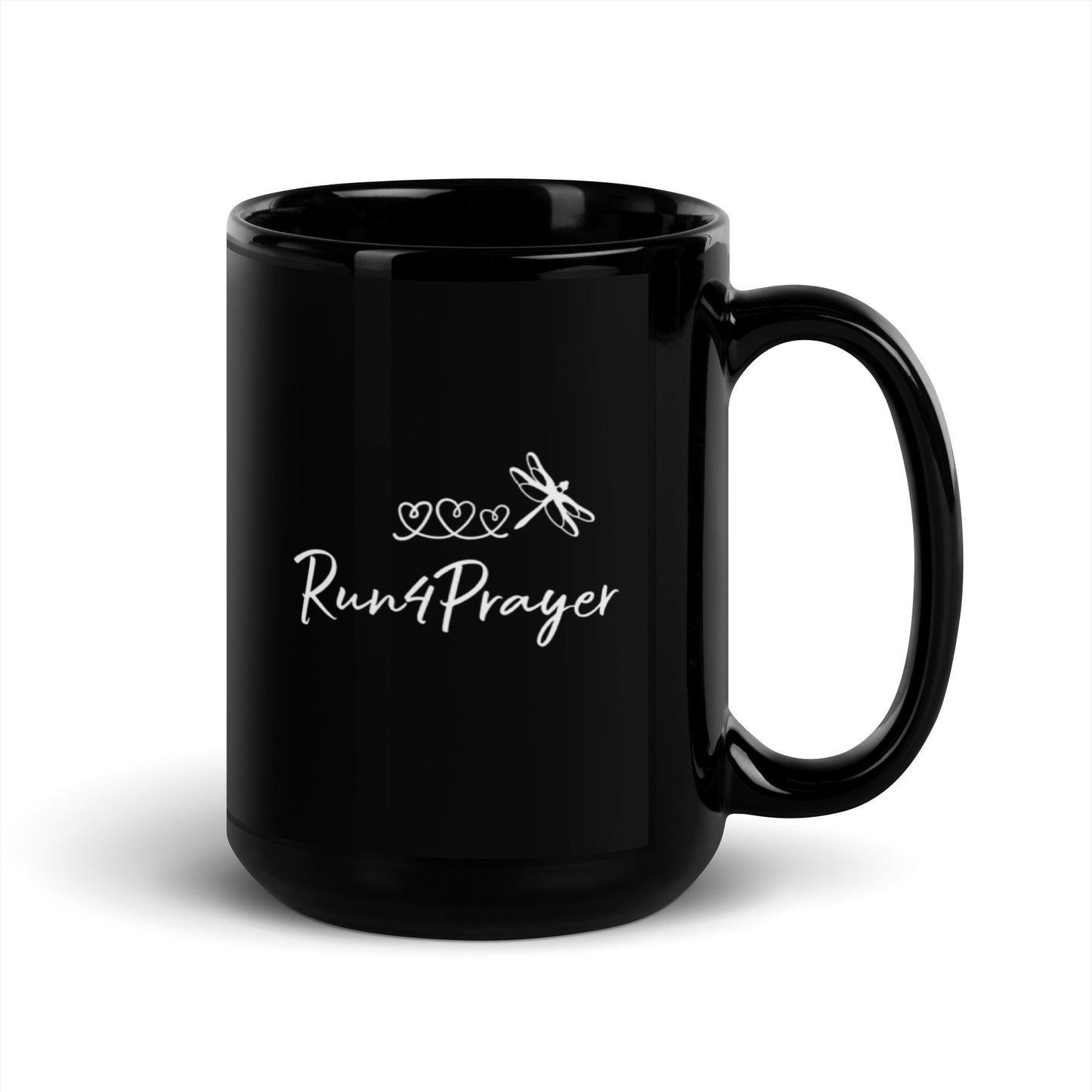Run4Prayer Heart Path DF Black Glossy Mug