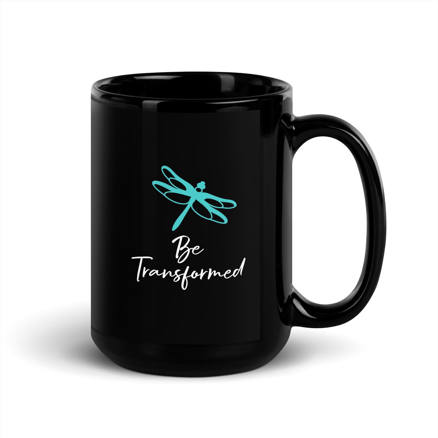 Be Transformed Dragonfly Black Glossy Mug
