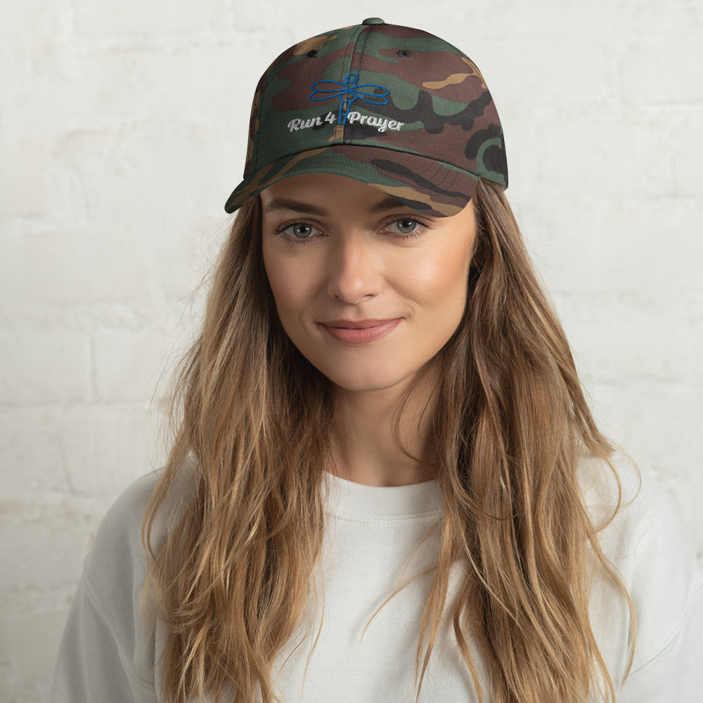 Run4Prayer Blue Dragonfly/ White Stitch Hat