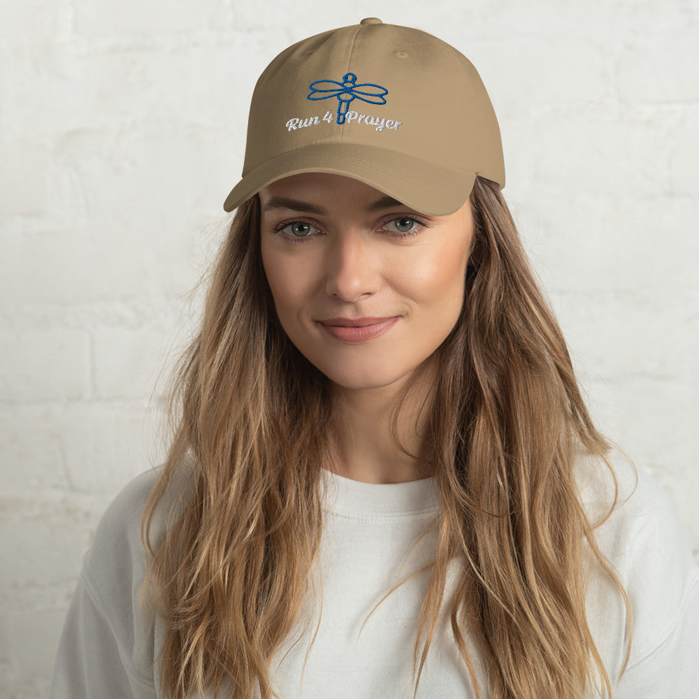 Run4Prayer Blue Dragonfly/ White Stitch Hat