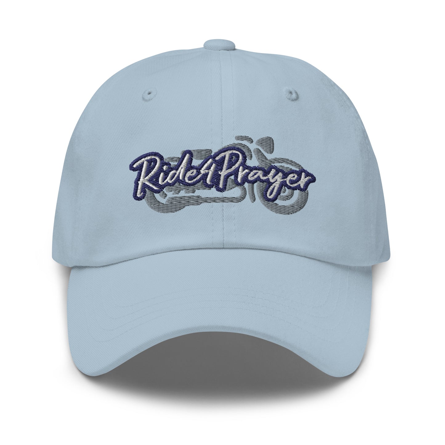 Ride4Prayer Motorcycle White/Navy Stitch Hat