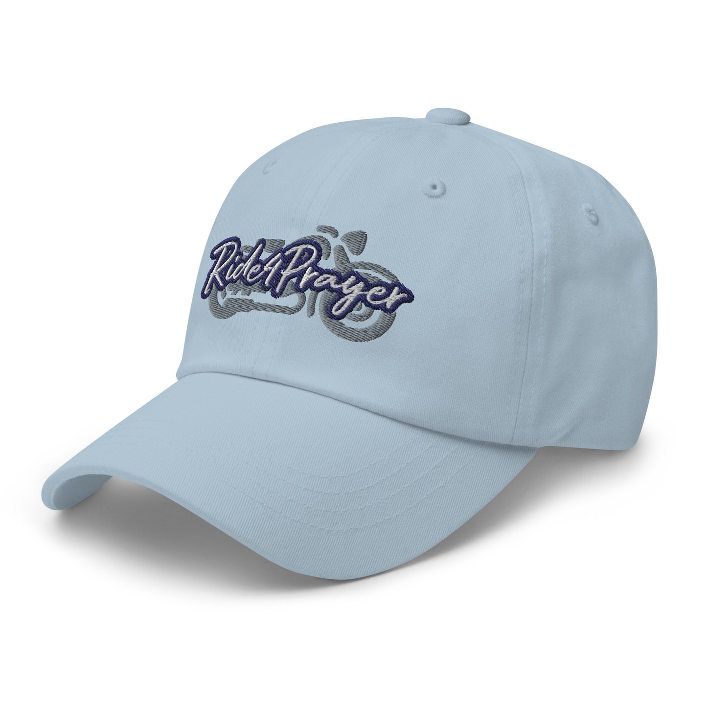 Ride4Prayer Motorcycle White/Navy Stitch Hat