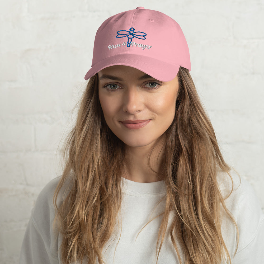 Run4Prayer Blue Dragonfly/ White Stitch Hat