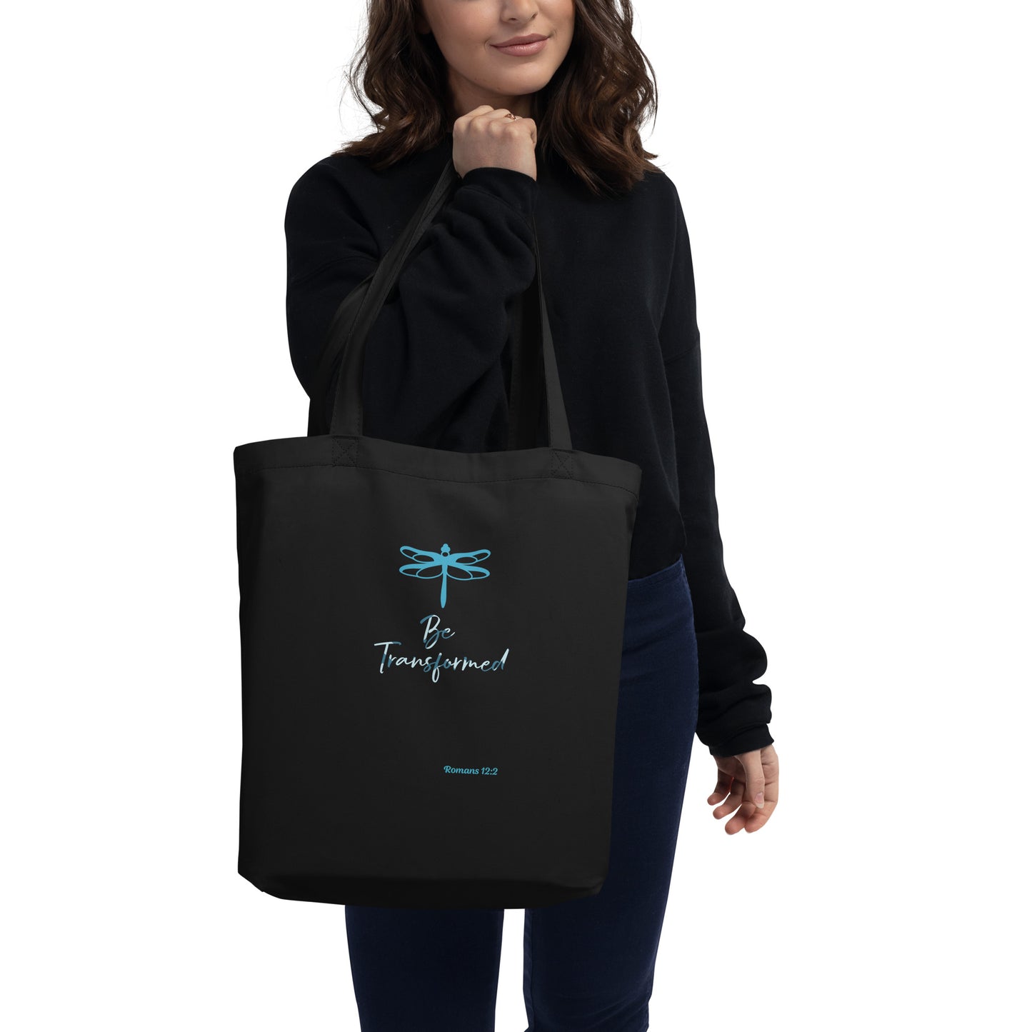 Be Transformed Rom 12:2 Dragonfly Teal Eco Tote Bag