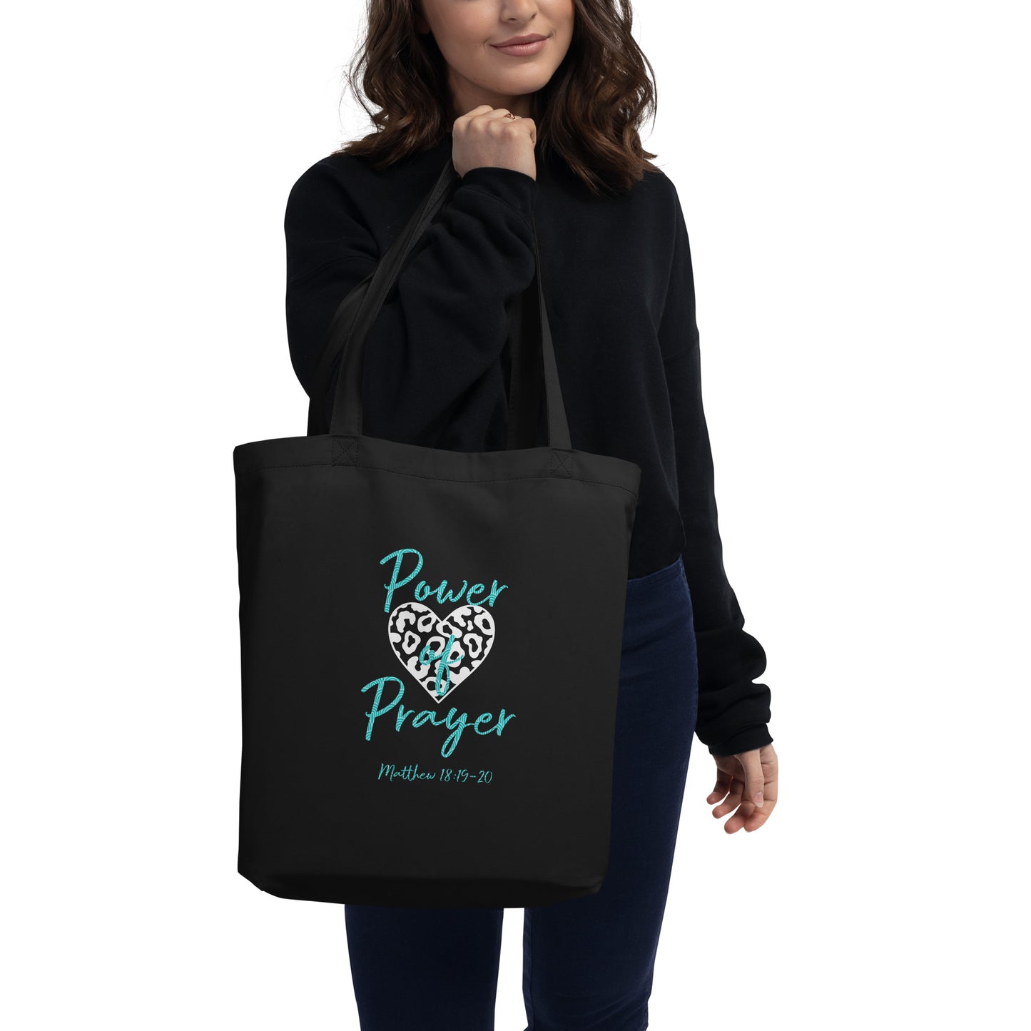 Power of Prayer Leopard Heart Matt 18:19-20 Eco Tote Bag