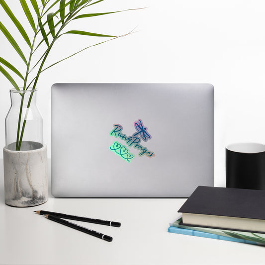 Run4Prayer Dragonfly Hearts Holographic stickers