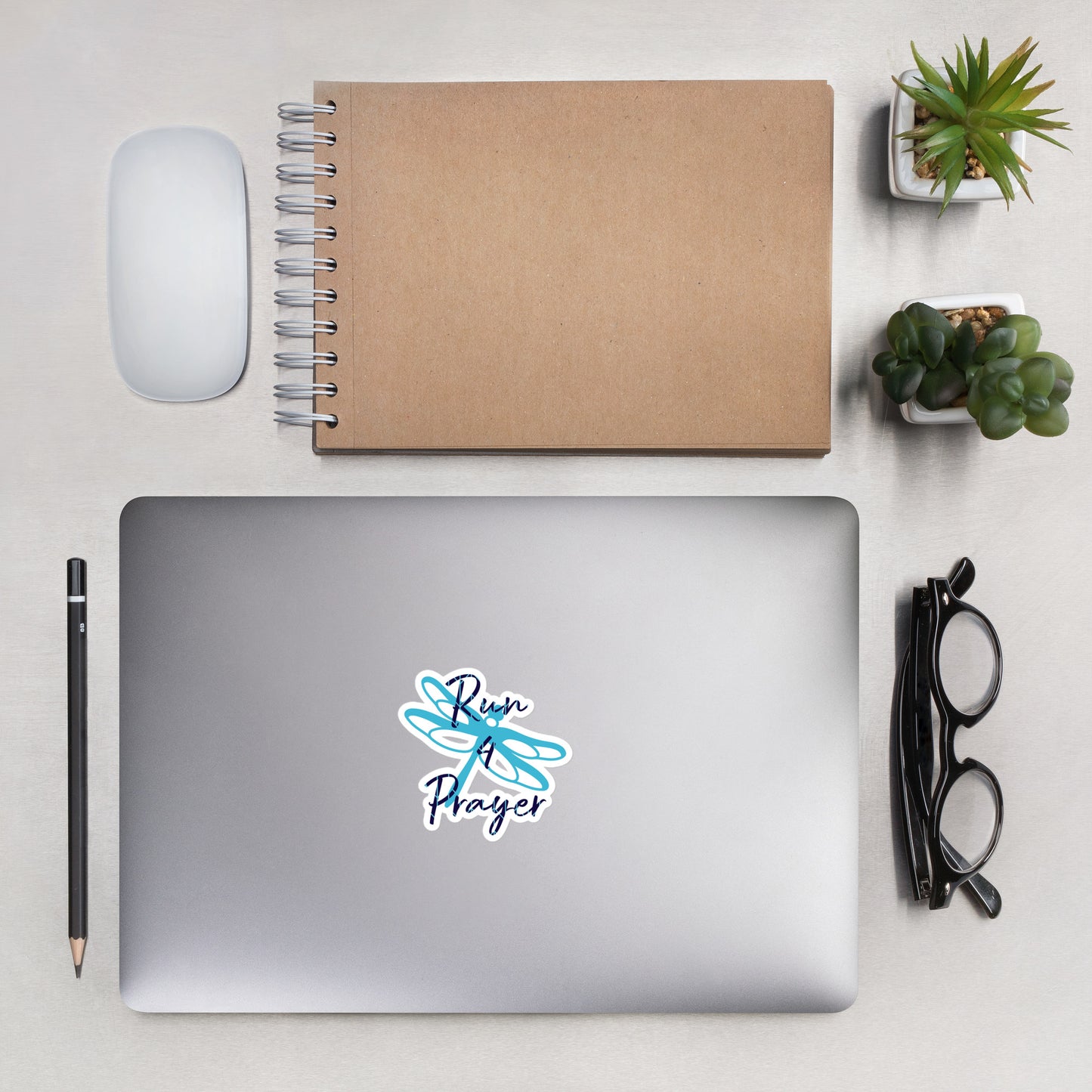 Run 4 Prayer Blue Dragonfly Bubble-free stickers