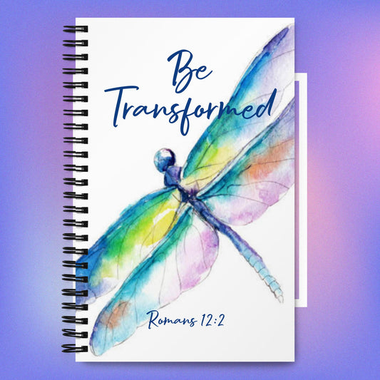Be Transformed Rom 12:2 Colorful Dragonfly Journal Spiral