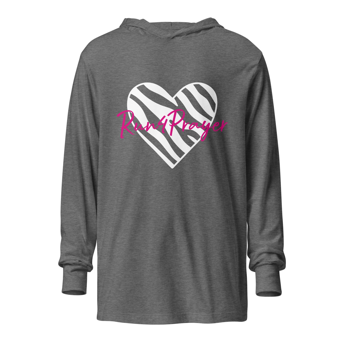 Zebra Heart Run4Prayer Pink Hooded long-sleeve tee