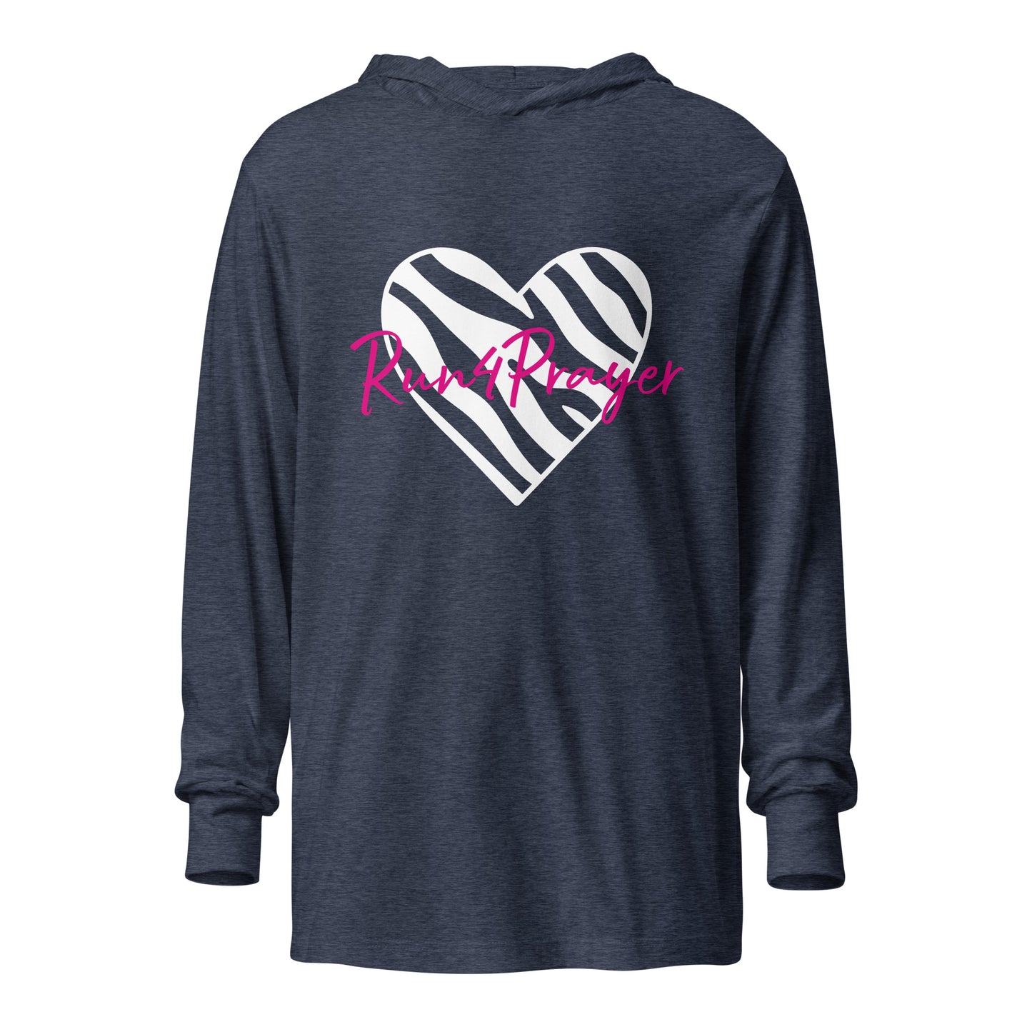 Zebra Heart Run4Prayer Pink Hooded long-sleeve tee