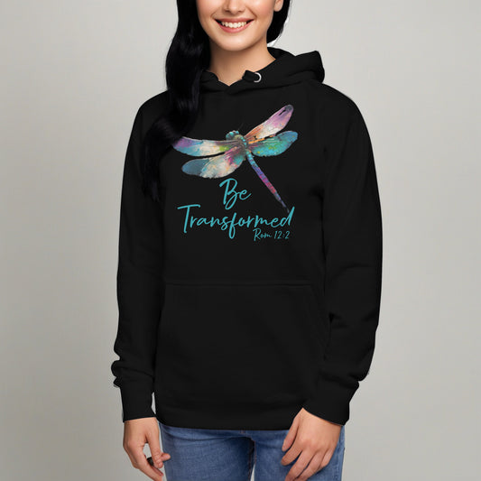 Be Transformed Dragonfly Rom 12:2 Unisex Hoodie