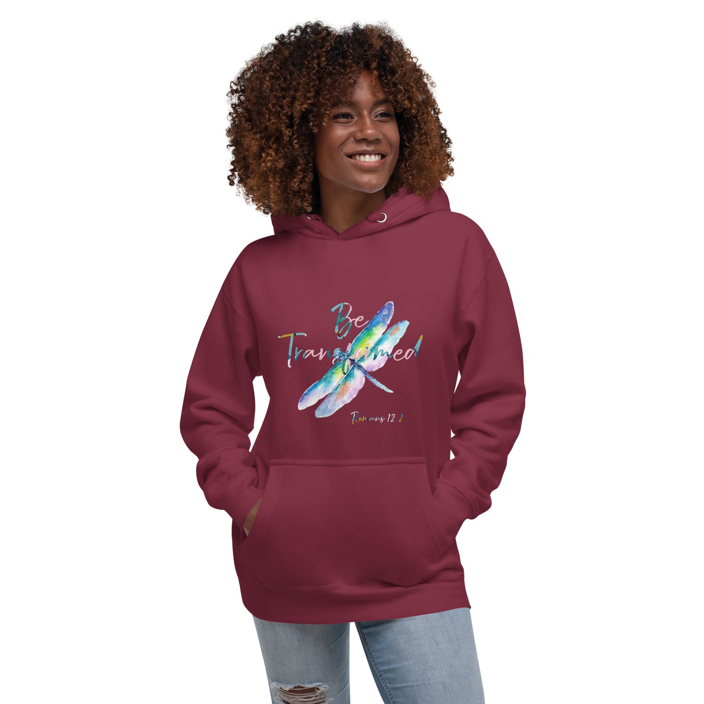 Be Transformed Colorful Dragonfly Rom 12:2 Unisex Hoodie