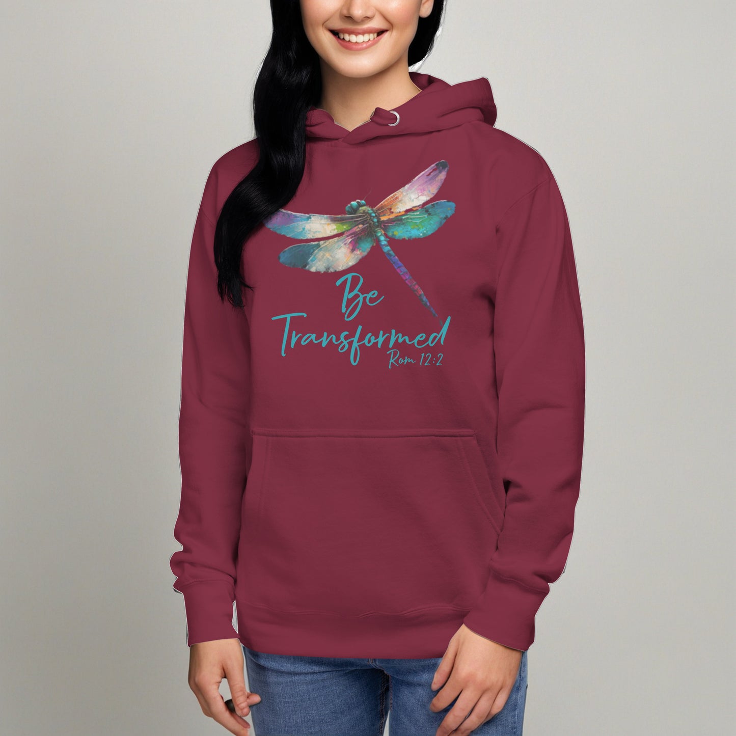 Be Transformed Dragonfly Rom 12:2 Unisex Hoodie