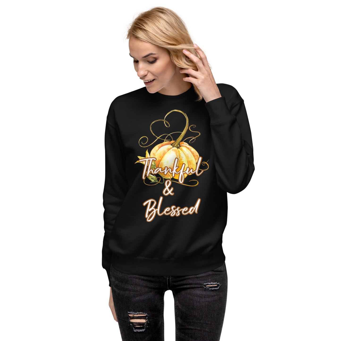 Thankful & Blessed Pumpkin Heart Unisex Sweatshirt