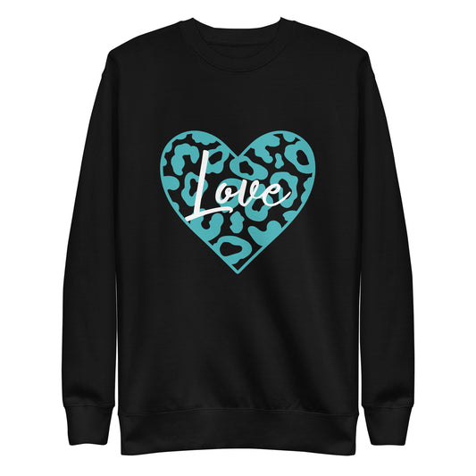 Love Leopard Heart Teal Unisex Sweatshirt