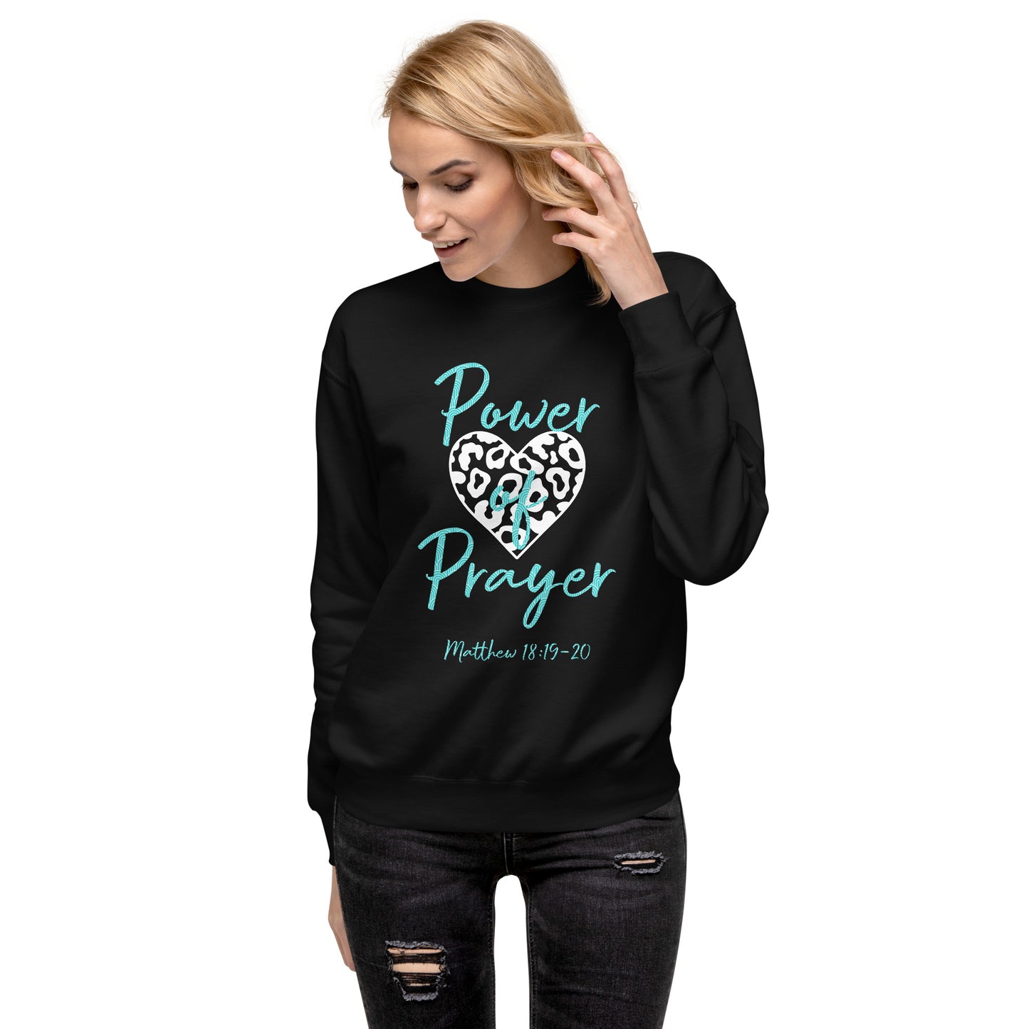 Power of Prayer Leopard Heart Matt 18:19-20 Unisex Sweatshirt