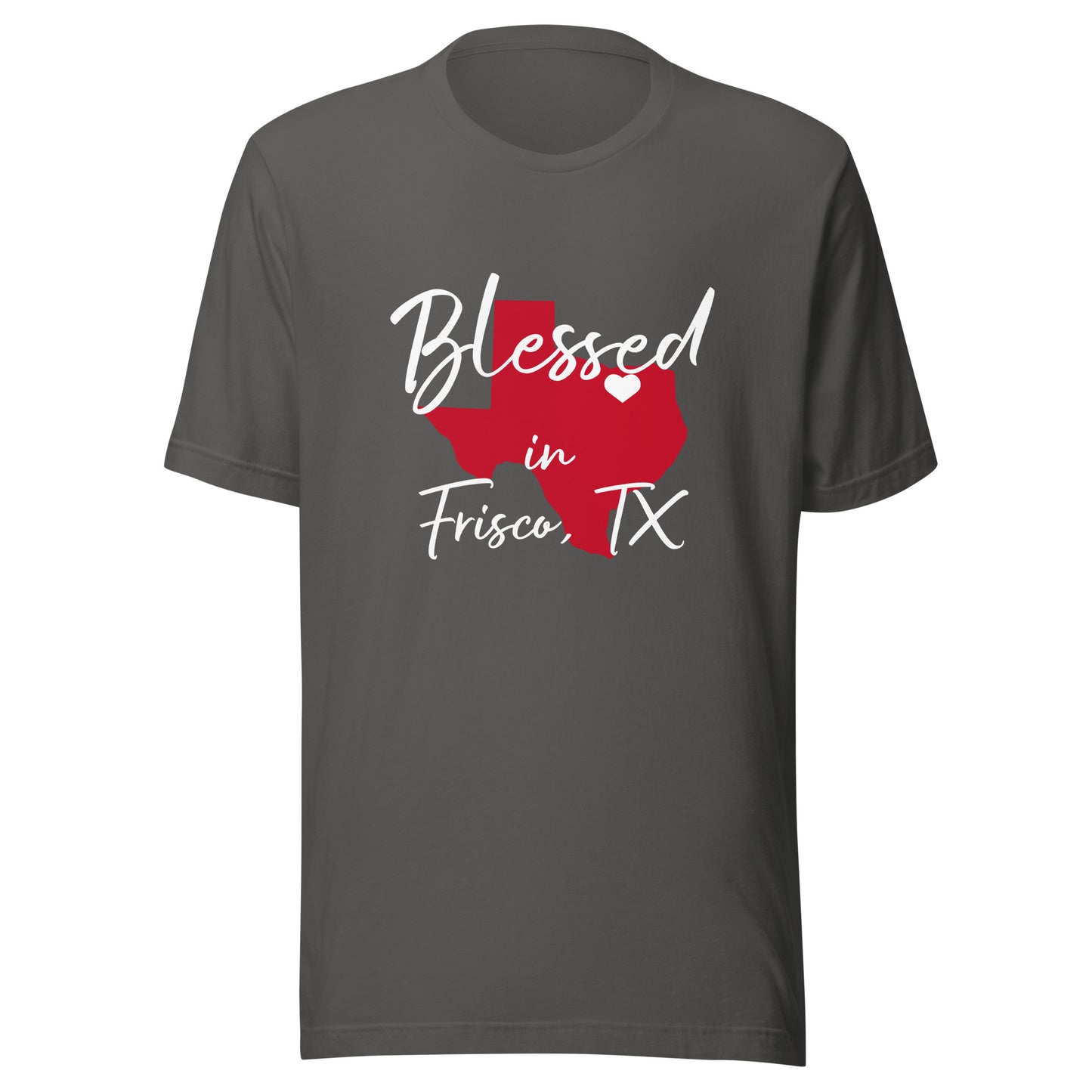 Blessed in Frisco, TX Red/ White Heart Unisex t-shirt