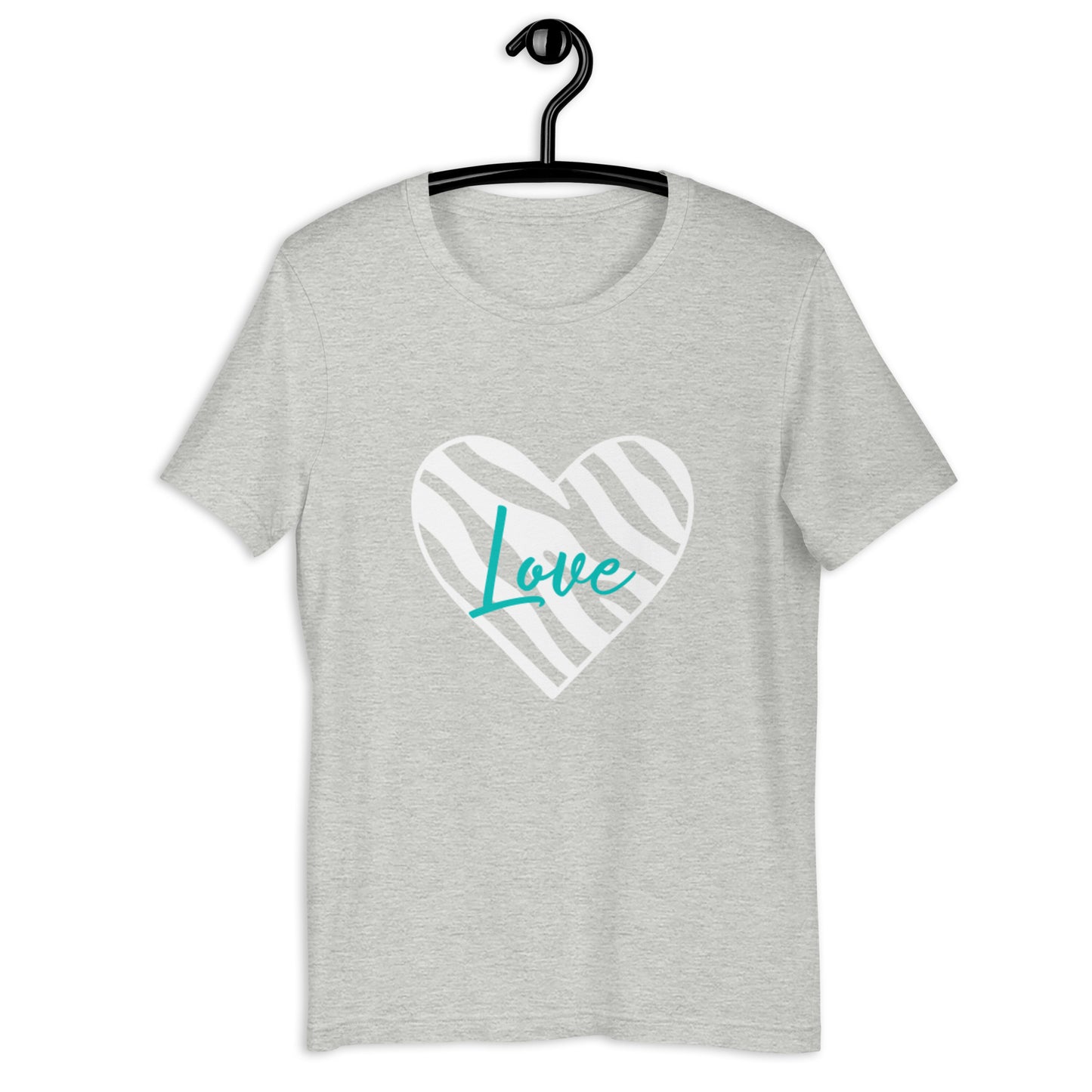Love Zebra Heart White/Teal Unisex t-shirt (Spring)
