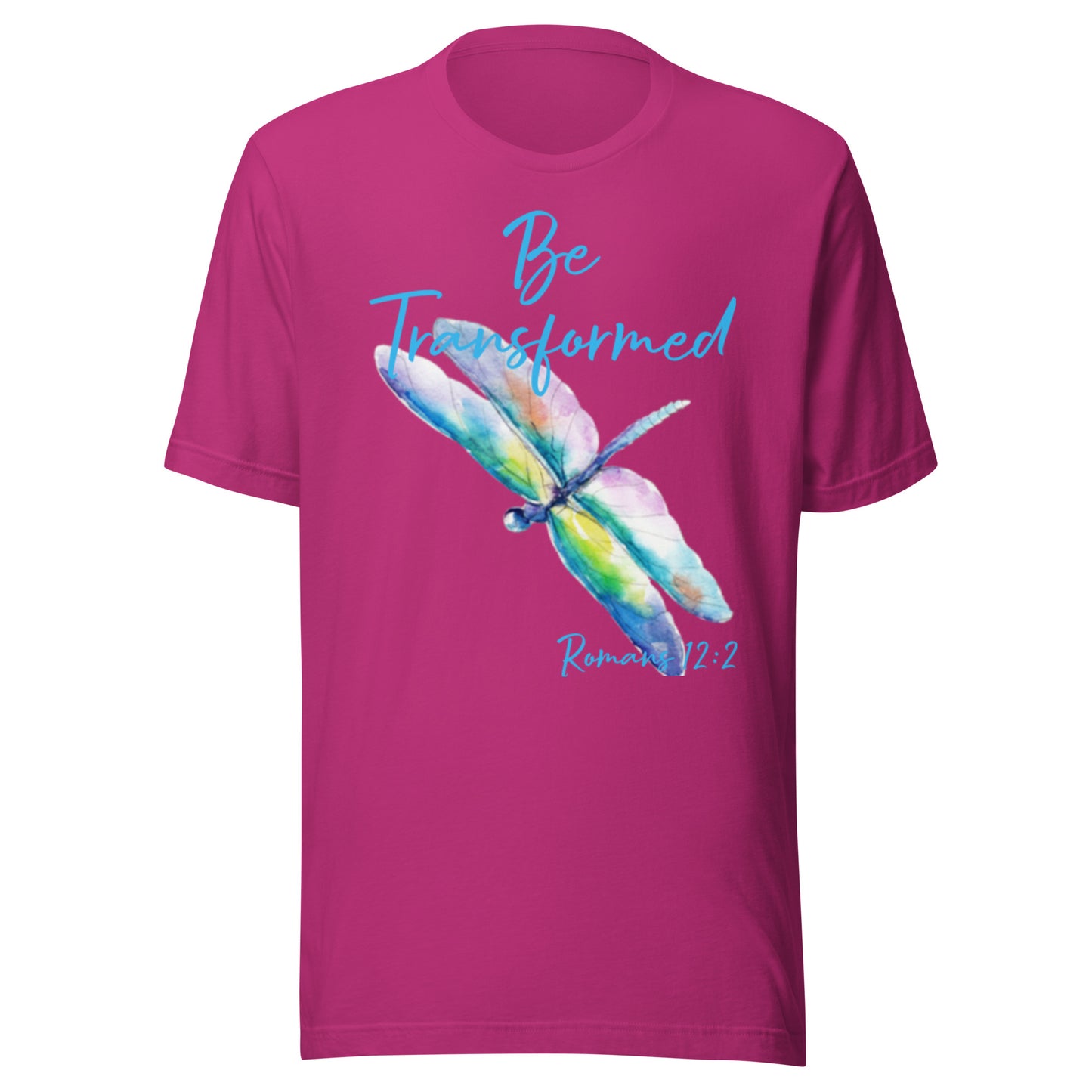 Be Transformed Colorful Dragonfly Turq Rom 12:2 Unisex t-shirt
