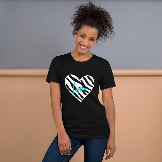 Zebra Heart Love Unisex t-shirt